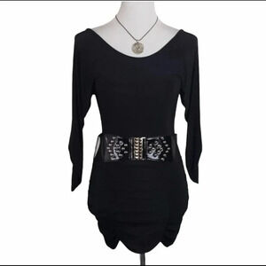 Polaris M‎ sexy black belted mini dress